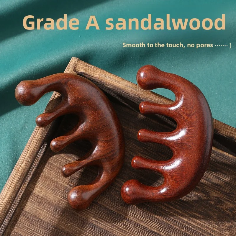Thickened A-level gold wire green sandalwood scalp massage comb, head meridian comb, wide tooth massage comb