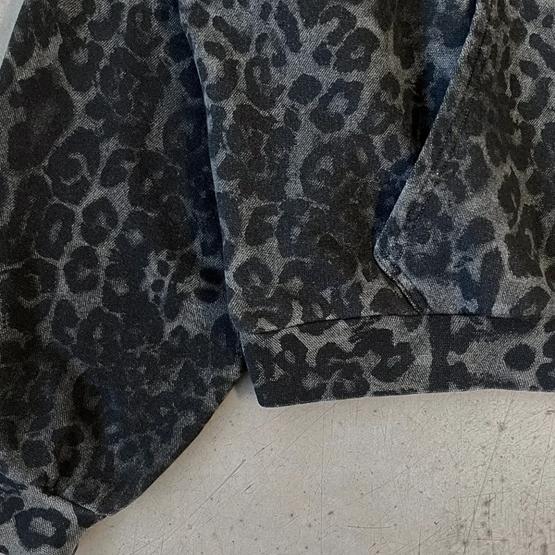 2025 الخريف/الشتاء الشارع الموضة الأوروبية والأمريكية الدافئة Harajuku جديد ليوبارد نمط الظلام تصميم قلنسوة بسحاب #5