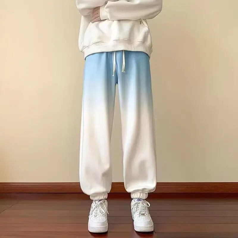 Men's Spring Fall Trendy Gradient Athletic Cropped Pants Loose Cuffed Quick-Dry Draped Sweatpants
