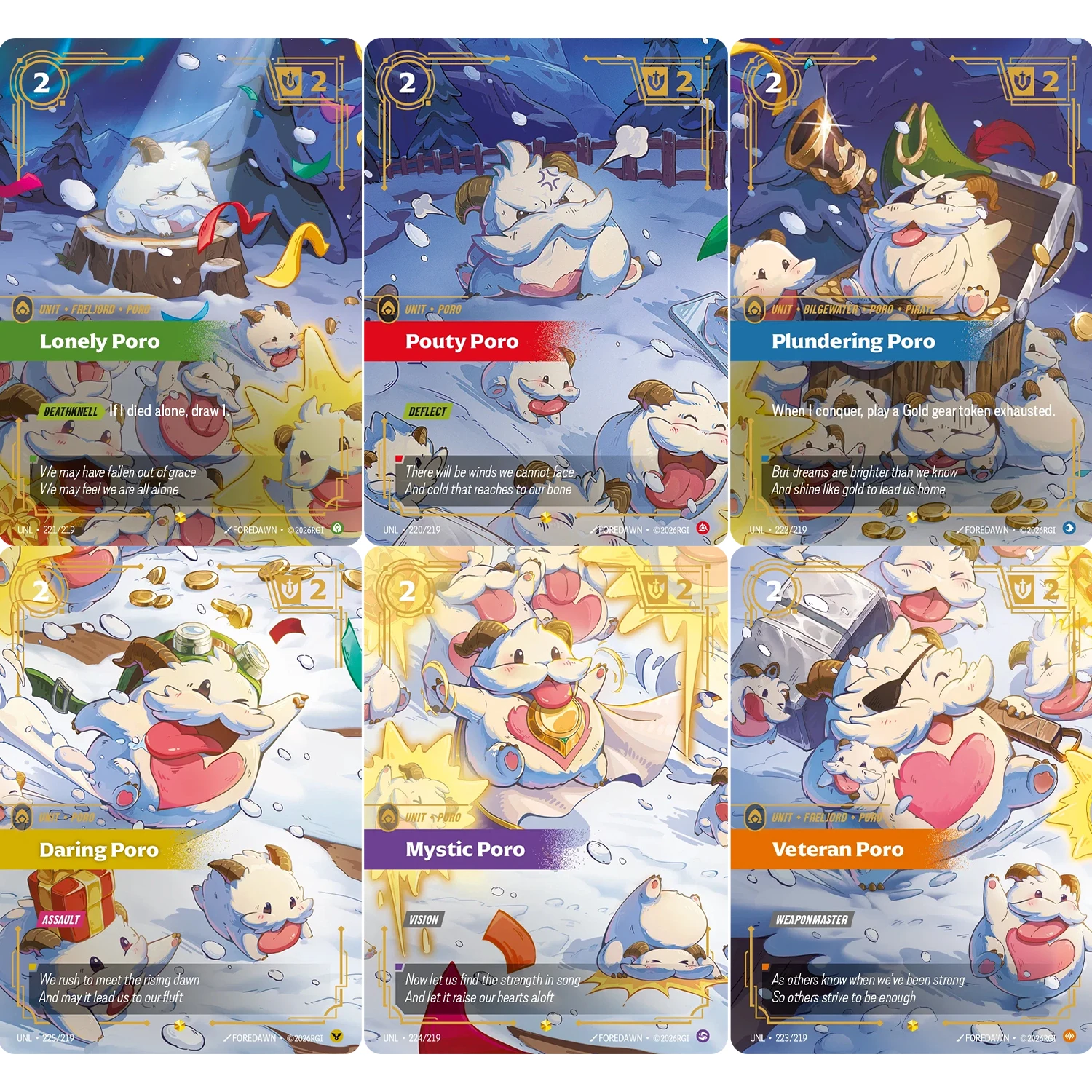 

2026 Poro Set Riftbound League of Legends TCG Unleashed Series Quality Game Rare Playing Trading Proxy Cards [English]