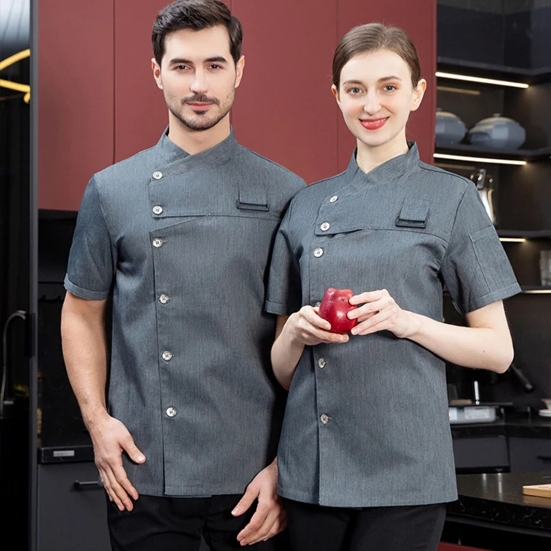 Keukenjas Catering Uniform Korte mouw Chef-kokkleding Hotel Serveerster Restaurant Werkkleding Bakkerij Sushi Chef-kokjas Fornuisoverhemd