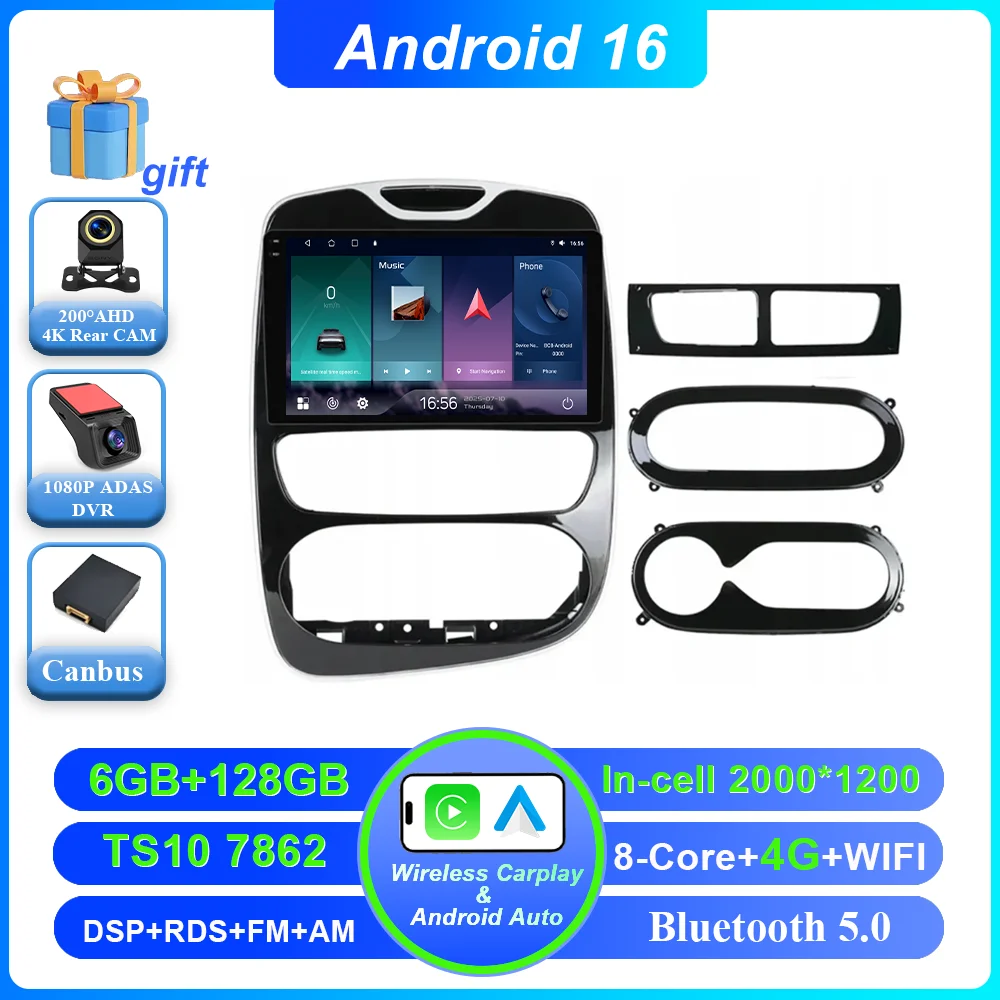 Android 16 Carplay Auto Voor Renault Clio 3 4 2012 2013 2015-2018 Auto Multimedia Speler Video Radio Stereo GPS navigatie 4G BT
