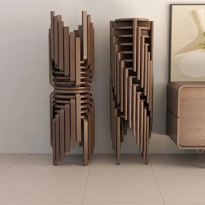 Tabouret de salle à manger Simple, rond en bois massif, pour la maison