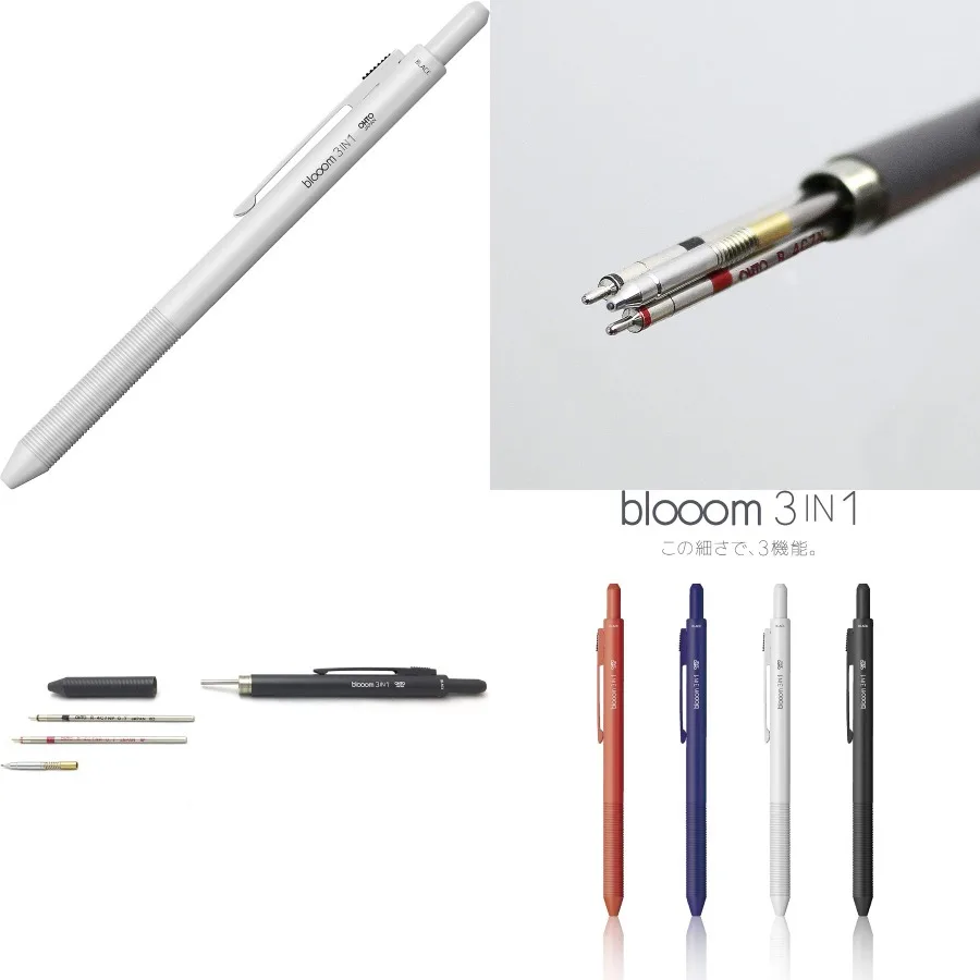 

Auto MF-25B3-WT Multi-Function Pen Bloom 3-in-1 for Office and School Use Ice White Design with Smooth Writing and Convenient B