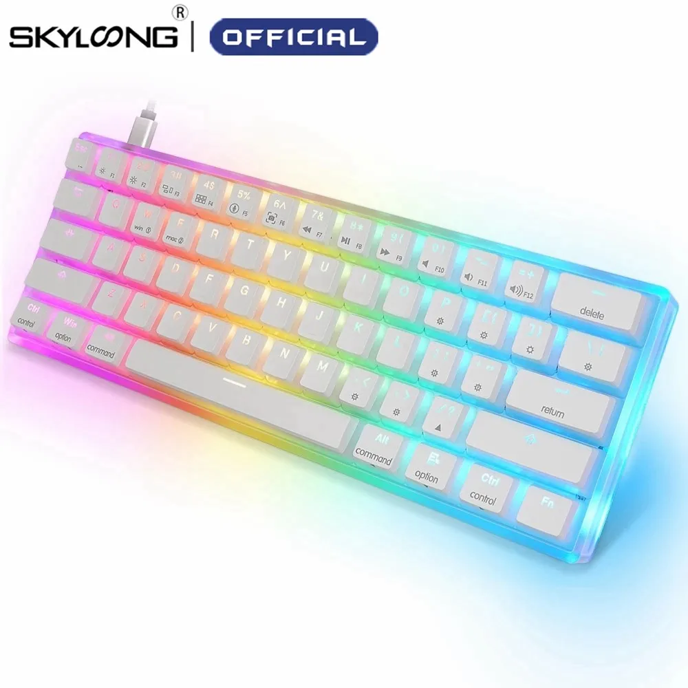 

New SKYLOONG V2 AK61 61Keys Mini Portable 60% Gamer Wired Mechanical Switch Hot Swap RGB Backlit Yellow 3Pin Switch GK61 SK61