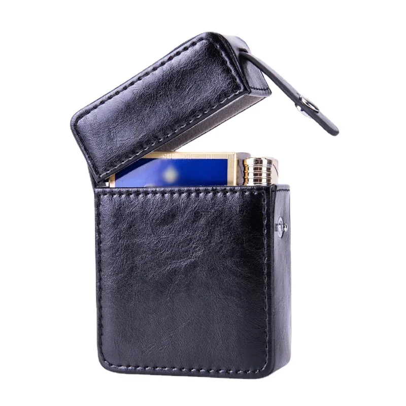 Lighter Cigarettes Case Box PU Leather Cigarettes Box Lighter Case Card Wallet Protective Case Cigarettes Lighter Box Case Gift