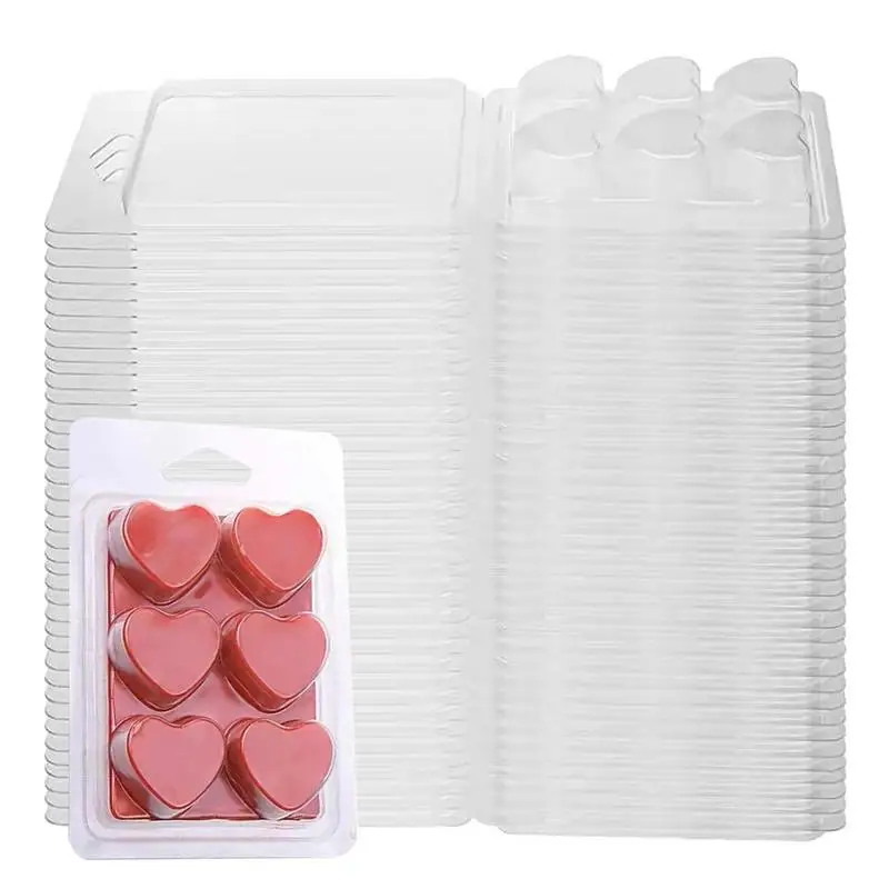 50Pcs Wax Melt Containers Clear Plastic Clamshells Molds For Wickless Candles Moulds Wickless Wax Candle Making Boxes Supplies 