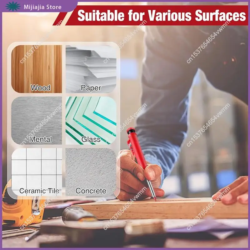 مجموعة أقلام نجار ميكانيكية مع علبة قماشية، أقلام بناء ذات فتحة عميقة لبيع الأعمال الخشبية للمهندس المعماري