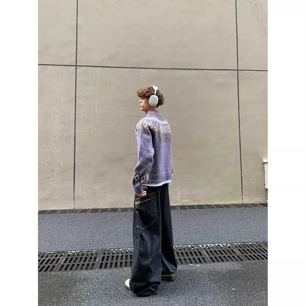 Men's Sweater Autumn Winter New Crewneck Zip Knitting Cardigan Lazy Vibe Loose Casual Knitting Jacket Outerwear