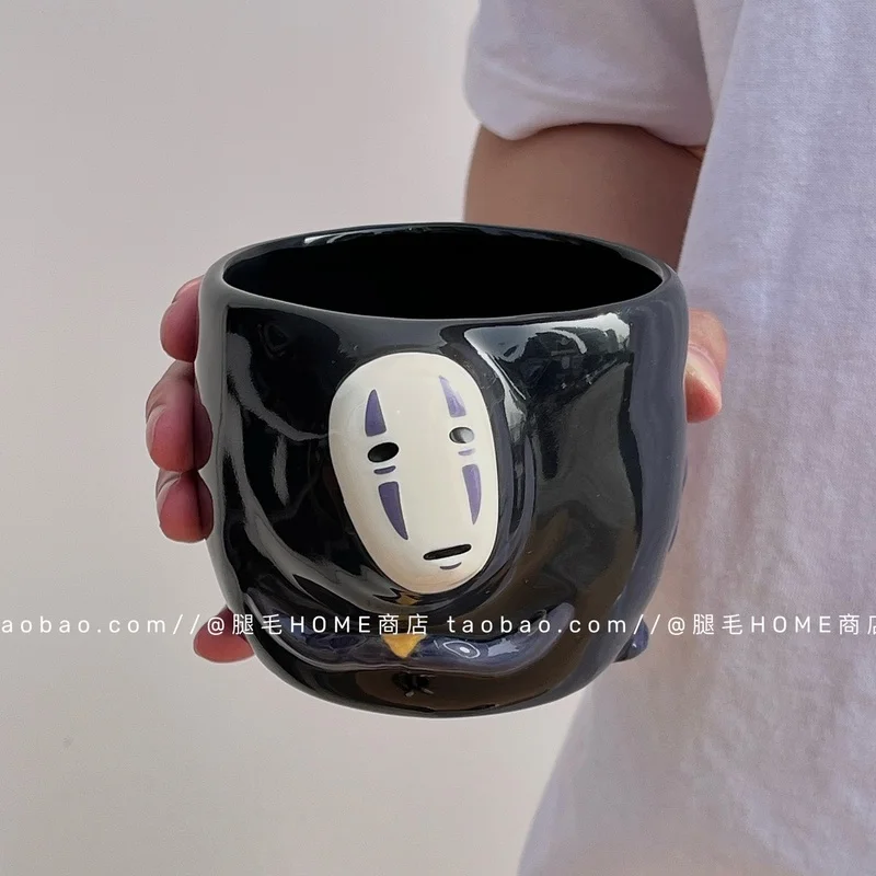 الرسوم المتحركة مع كوب كاوناشي السيراميك 400 مل كوب قهوة محمول ذو سعة كبيرة زهور ديكور الحلي الهدايا.