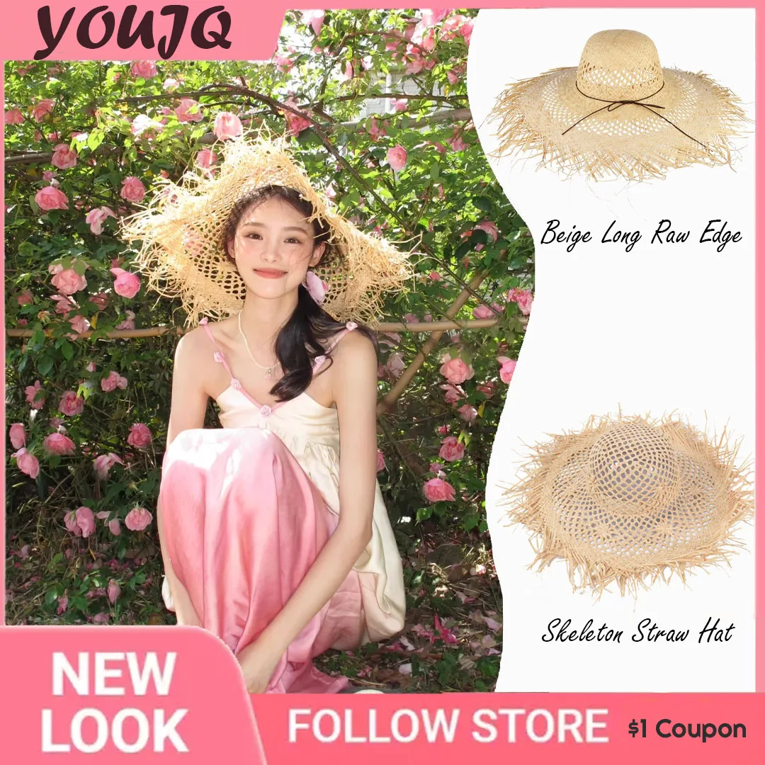 

Summer Natural Raffia Straw Sun Hats for Women Holiday Straw Hat Panama Ladies UPF Travel Beige Floppy Hat Beach Accessories