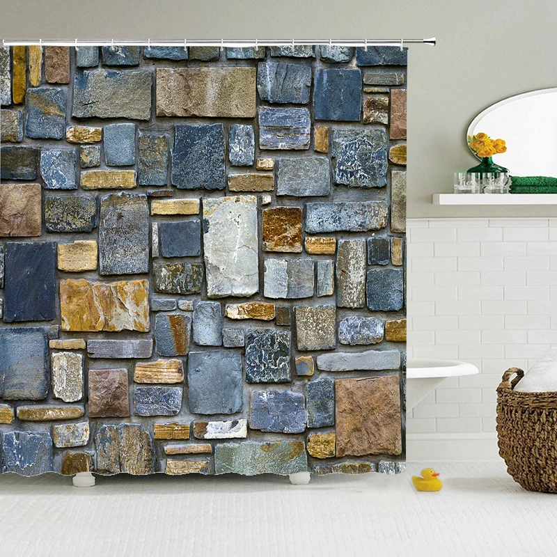 Old Brick Wall Shower Curtains Bathroom Curtain for Home Decoration Waterproof Polyester Fabric Bath Screen Curtain With 12 Hook