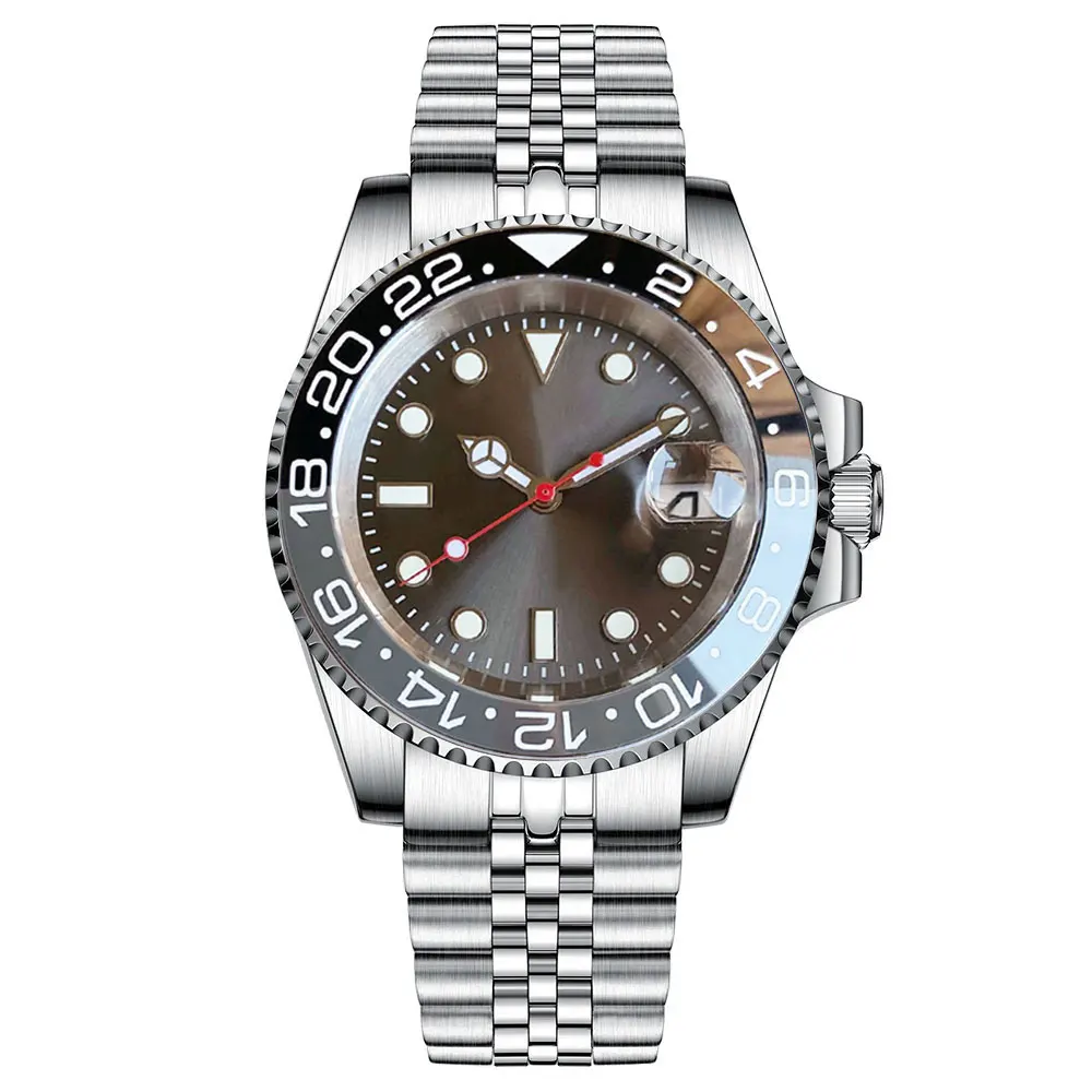 Tandorio nh35 automatische uhr für männer taucher mechanische herren uhren grauer saphir 20bar wasserdicht 316l glide lock armband 40mm 6