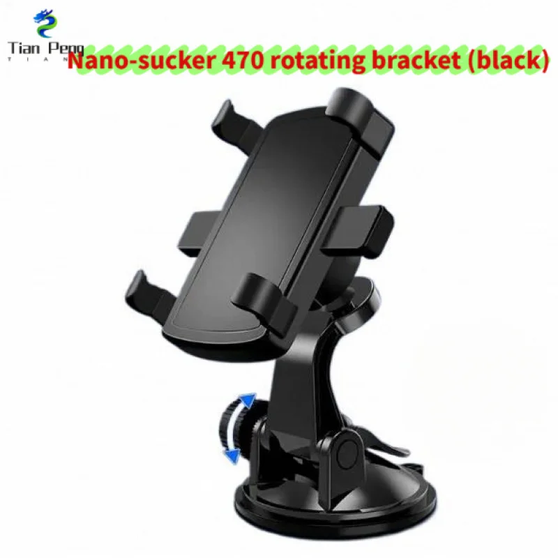for Phone Nano Suction Cup 470° Rotating Car Mount Bracket Anti-Slip Shockproof Stable Universal Navigation Stand Black