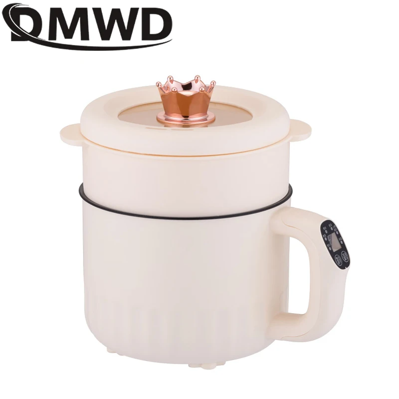 DMWD Multifunctional Electric Boiling Pot Non-Stick Frying Pan Noodles Hotpot Cooking Pot Mini Rice Cooker Stew Soup Skillet