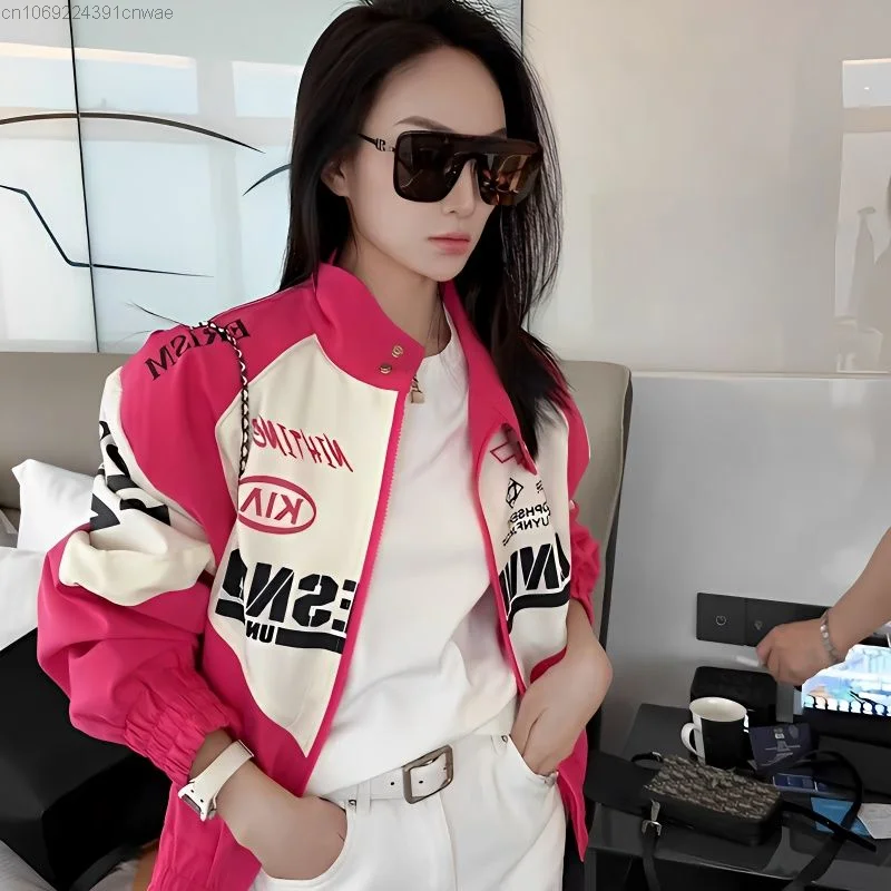 Sweatshirt With Zipper Cyber Y2k Bomber Biker Jacket Korean Style Clothes Cover Up Windbreaker Hip Hop Racing Wear Tops Female