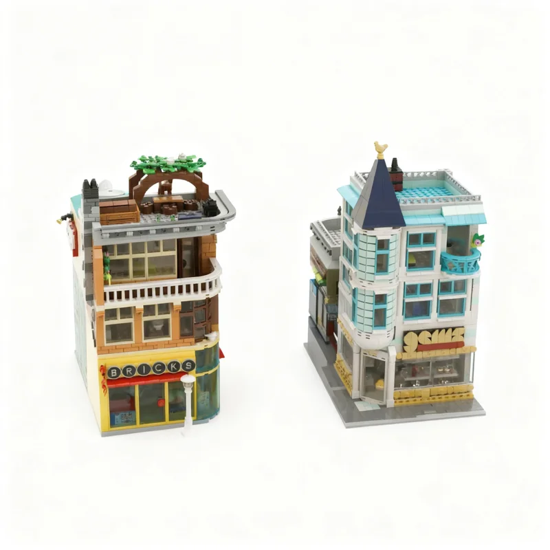 

4659PCS MOC Street View Quadrant Shopping District Model Custom Brickss Architecture DIY Assembly Display Home Decor Gift Blocks