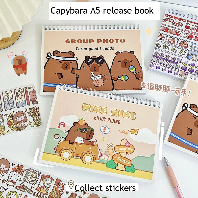 Imagem -06 - Capybara Release Fita Adesiva Etiqueta Coleção Livro Ferramenta Scrapbook Livro de Desenho Cadernos Estéticos 40 Páginas