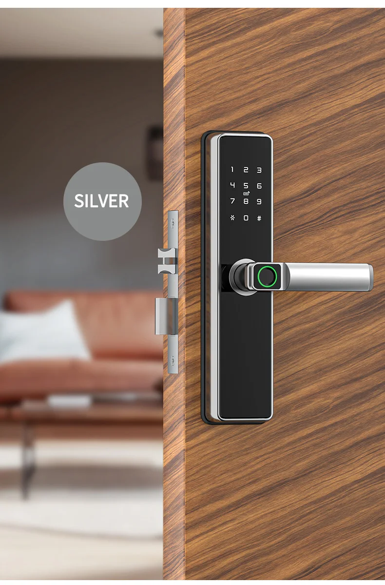 Silver Euro 72mm 85mm mortise Smart door lock Tuya wifi Ttlock Home security fingerprint pincode electronic digital door lock