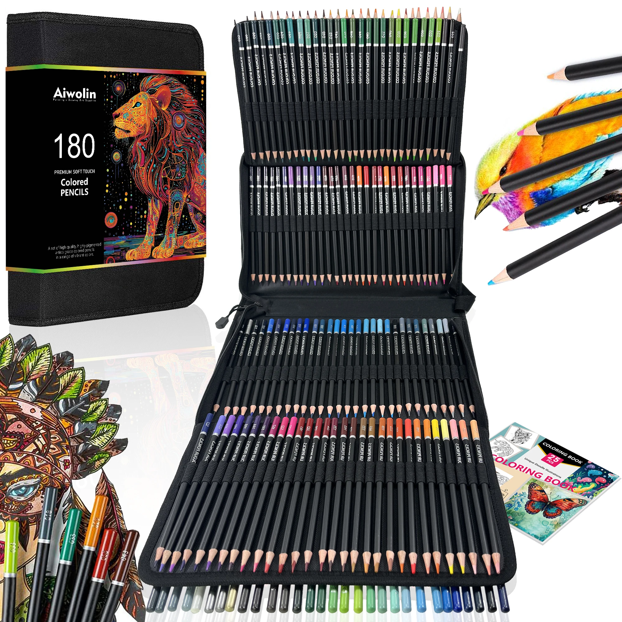 

Цветные карандаши, 180 штук, на масляной основе, с мягким грифелем, профессиональные цветные карандаши для художников, для рисования, раскрашивания, скетчинга и смешивания цветов.