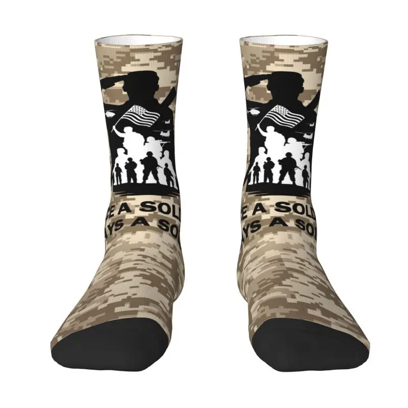 

Once A Soldier Always A Soldier Men Women Crew Socks Unisex Fashion 3D Print Dress Socks