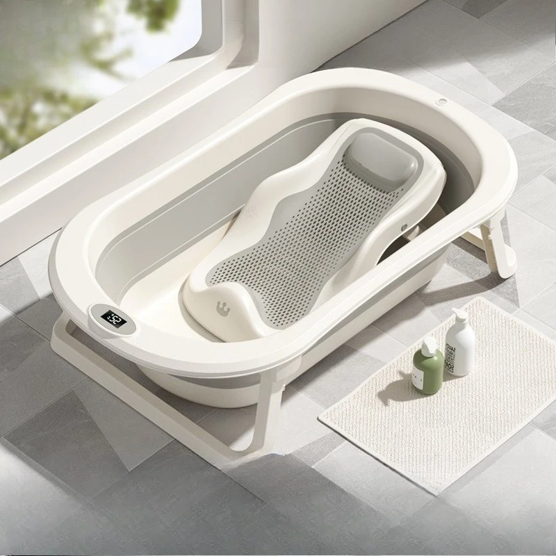 

Foldable Portable Baby Bathtub Collapsible Infant Bath Tub Newborn Toddler Large Non Slip Bath Seat Home Travel Space Saver