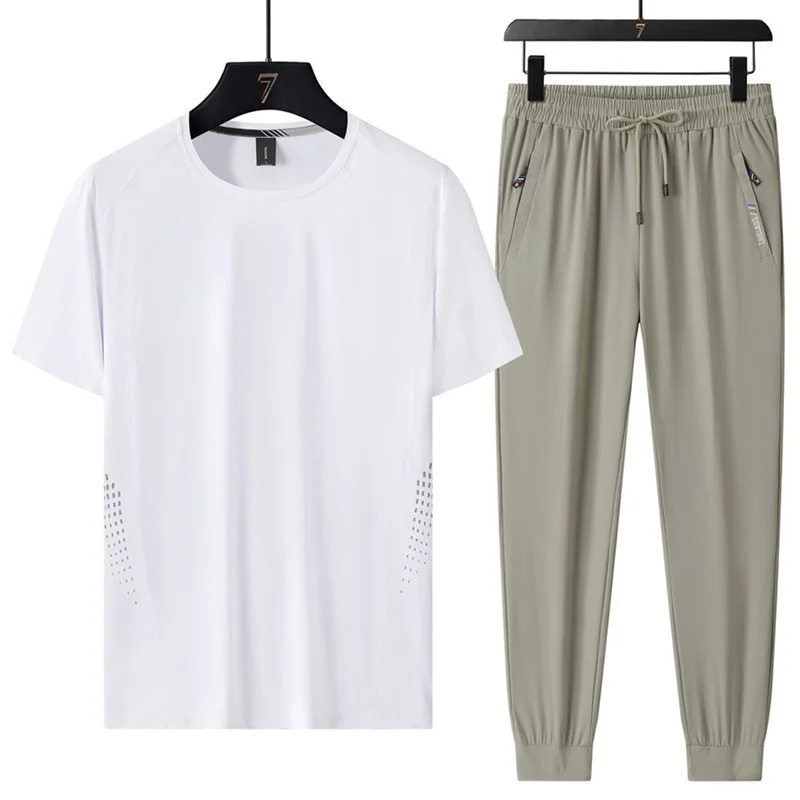 

Новый мужской повседневный спортивный костюм 2026 года: свободные брюки и футболка с коротким рукавом, комплект из двух предметов, весенний сезон, китайское производство, ткань из махровой ткани