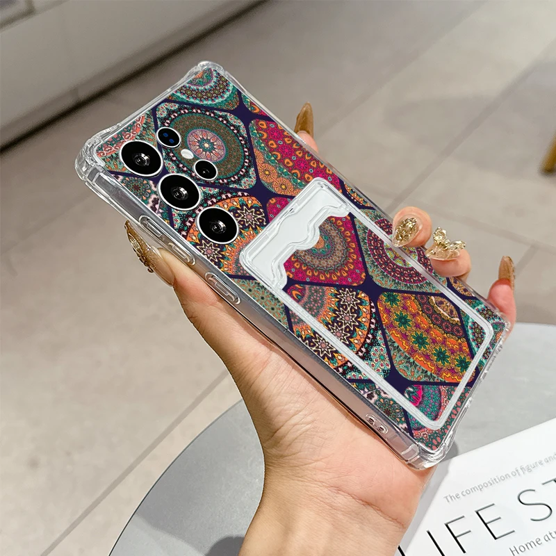Rhythmic Mandala for Samsung Galaxy S25 Ultra S20 FE S21 S22+ S23 Plus S24 S26 Edge softshell Transparent card pack phone case