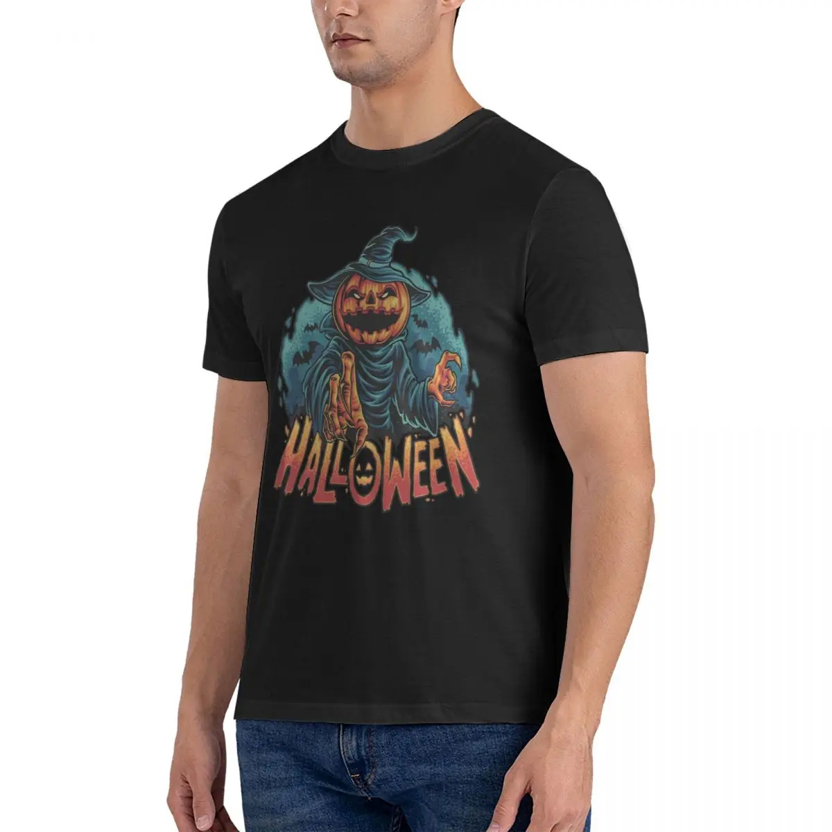 The Pumpkin Essential T-Shirt for Men Halloween pumpkin Casual Pure Cotton Tees Crewneck Short Sleeve T Shirt official-website