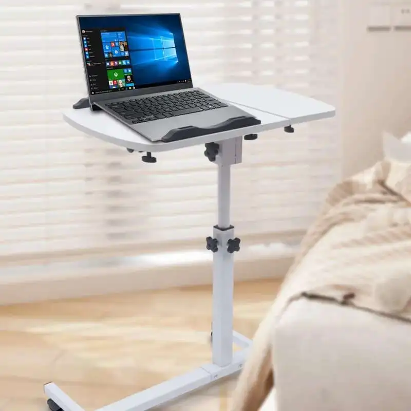 Laptop Sofa Desk Mobile Rolling Adjustable Height Angle Overbed Food Tray Stand