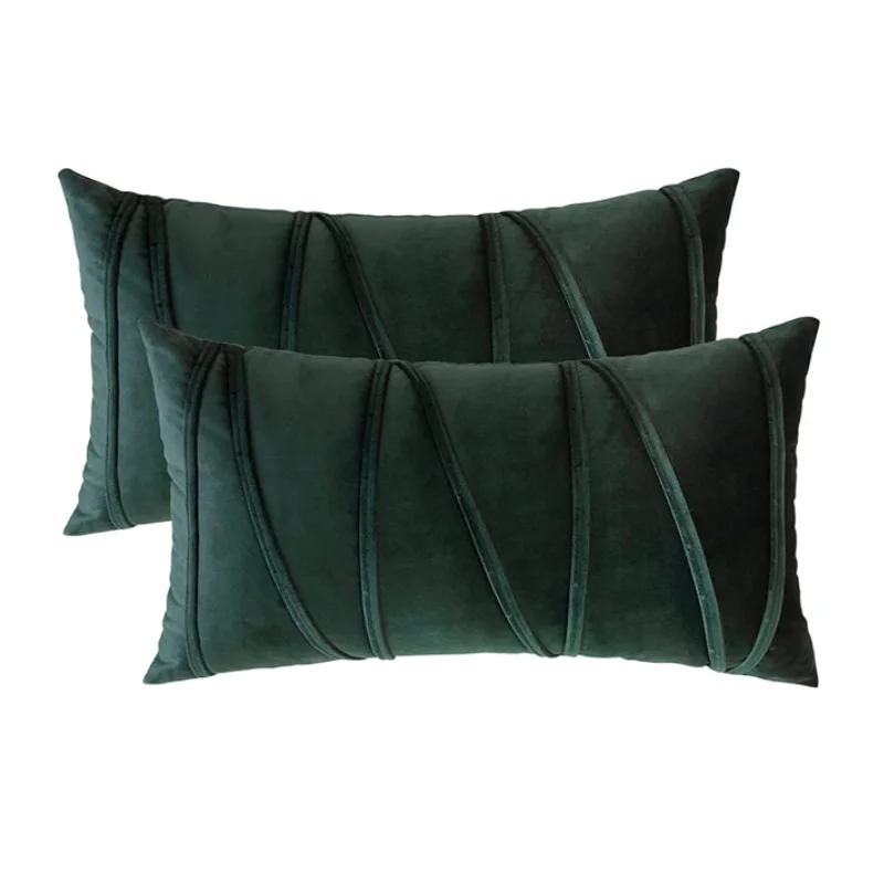 Set of 2 Decorative Green Throw Pillow Covers Soft Solid Velvet Pillow Covers Cushion Case for Sofa Bedroom подушки декоративные