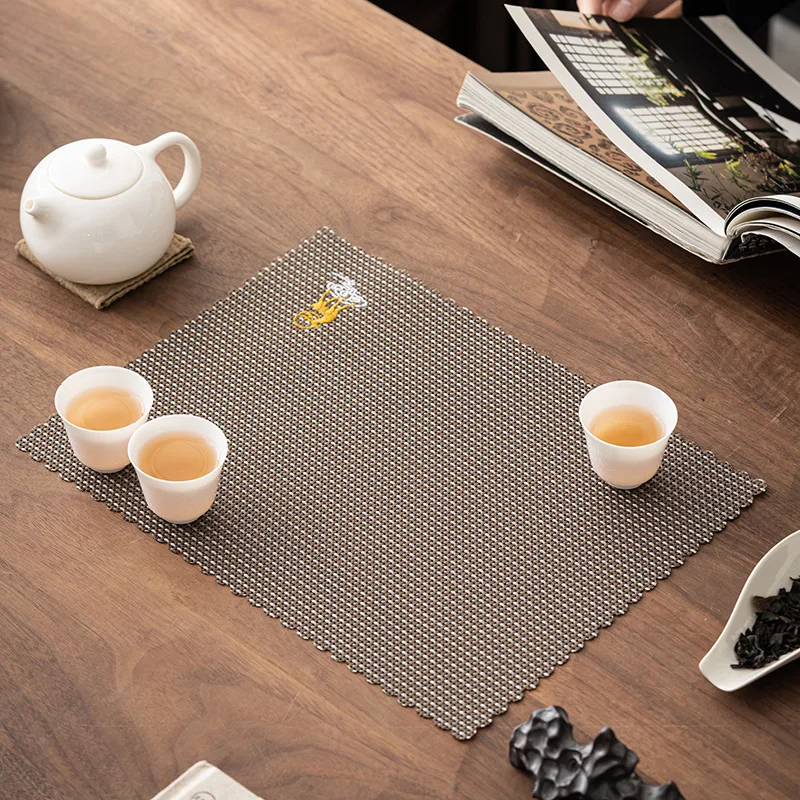 Bamboo curtain fiber tea mat waterproof tea tray isolation tea dregs mat heat-resistant tea mat kung fu tea set accessories