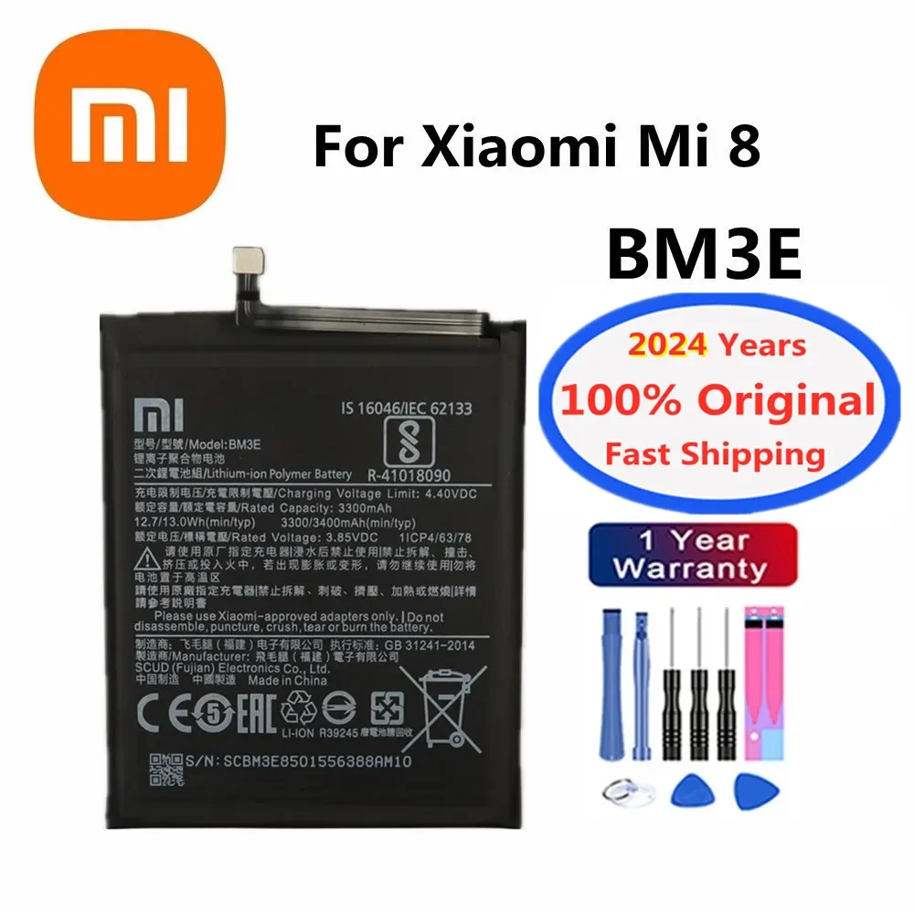 2024 Years 3400mAh BM3E Xiao Mi Original  Battery For Xiaomi Mi 8 Mi8 M8 M 8 Phone Battery Bateria In Stock with Tools