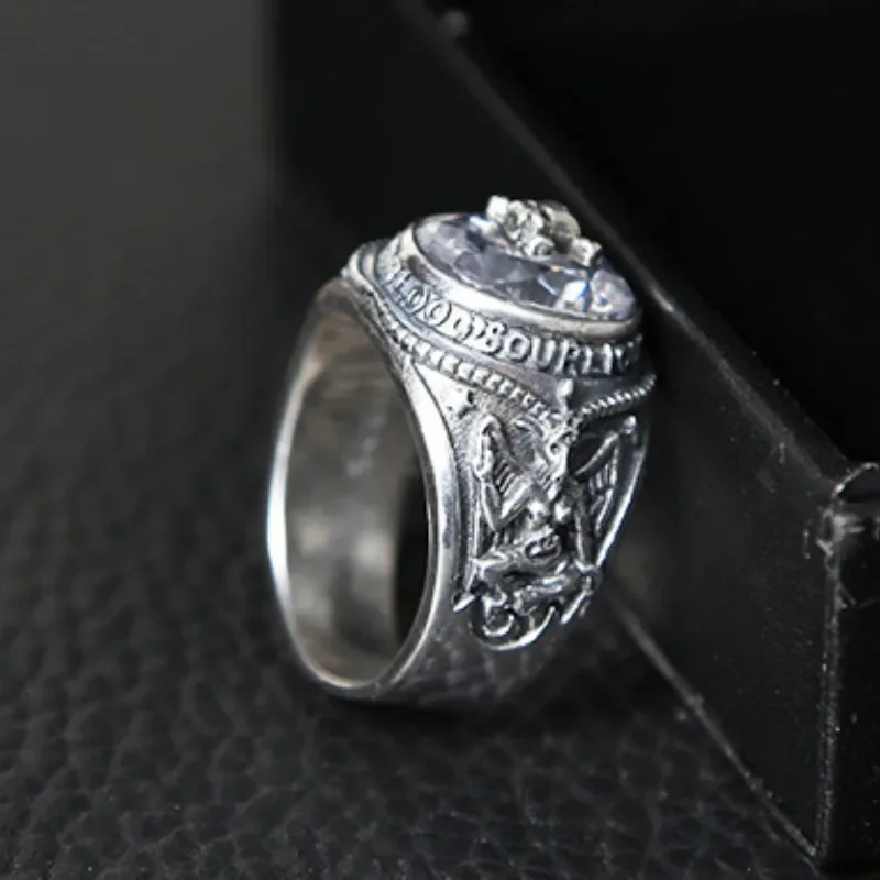 Genuine Real s925 sterling silver rings for men women new fashion Vintage Spider-skull pattern white zircon amulet punk jewelry