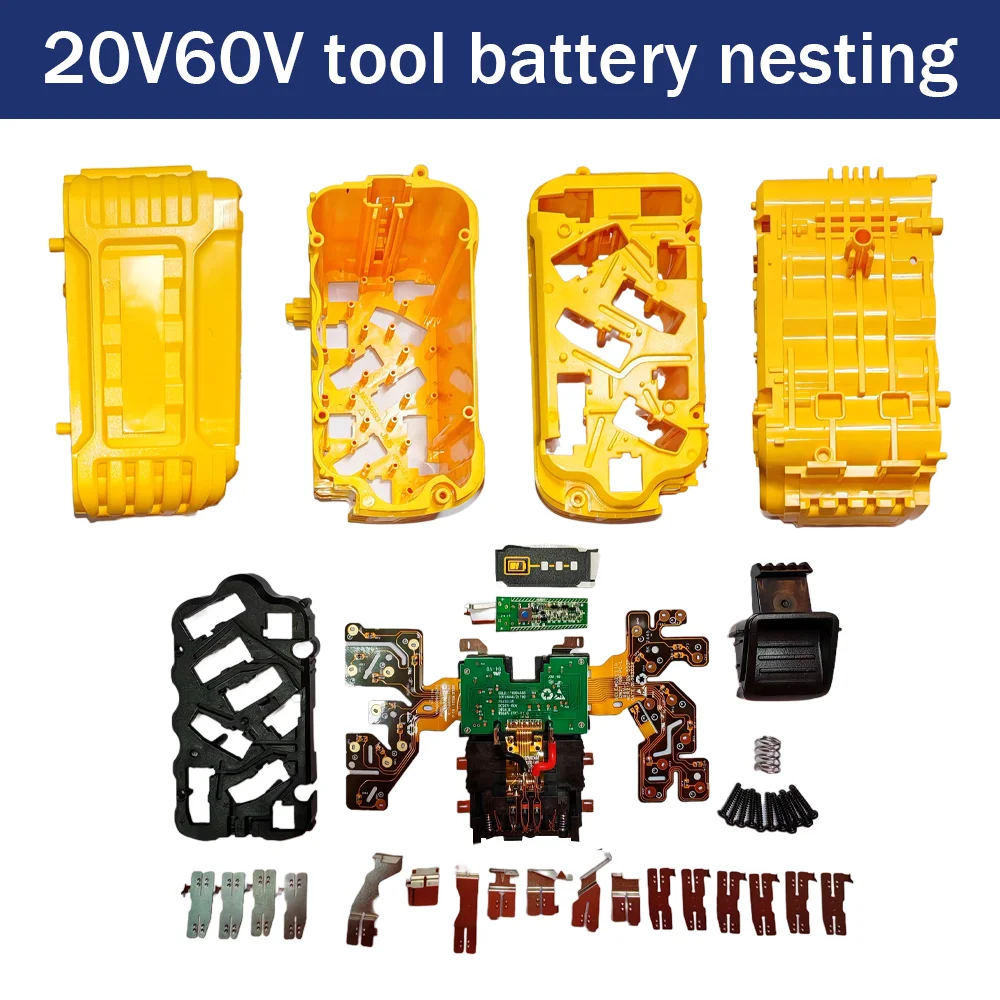 

Replace DW 20V60V original tool lithium battery shell plastic belt BMS spare parts complete set of 15 cores 21700 models.