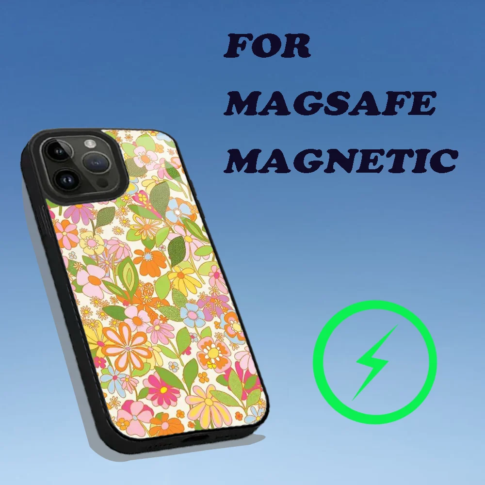 Groovy Flowers Hippie Bohemian Floral Phone Case For iPhone 16,15,14,13,12,11,Plus,Pro,Max Mini Magsafe Magnetic Wireless