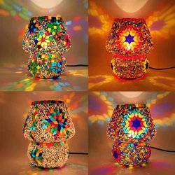 Handmade Glass Mushroom Table Lamps Turkish Mosaic Home Decor for Bedroom Night Lights Desk Lighting Fixtures LED Aromatherapy