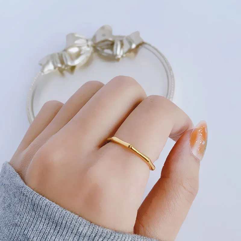 

300pcs/lot Titanium steel ring female bamboo bamboo bone finger ring joint tail ring niche design light luxury personality gold