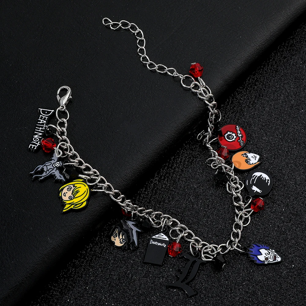 Japan Anime Death Note Bracelet Ryuk Yagami Light Charms Bracelet Hand Chain Enamel Pendant Jewelry Accessories for Fans Gifts