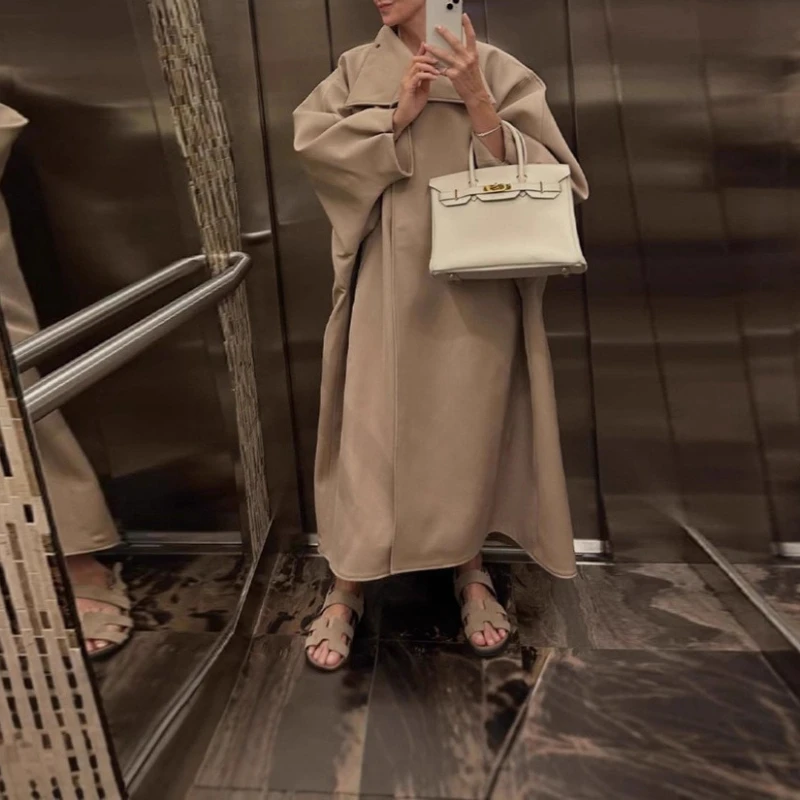 

2025 Autumn New Simple Lazy Style Medium and Long Stand-up Collar Trench Coat Casual Jacket Women's Clothing