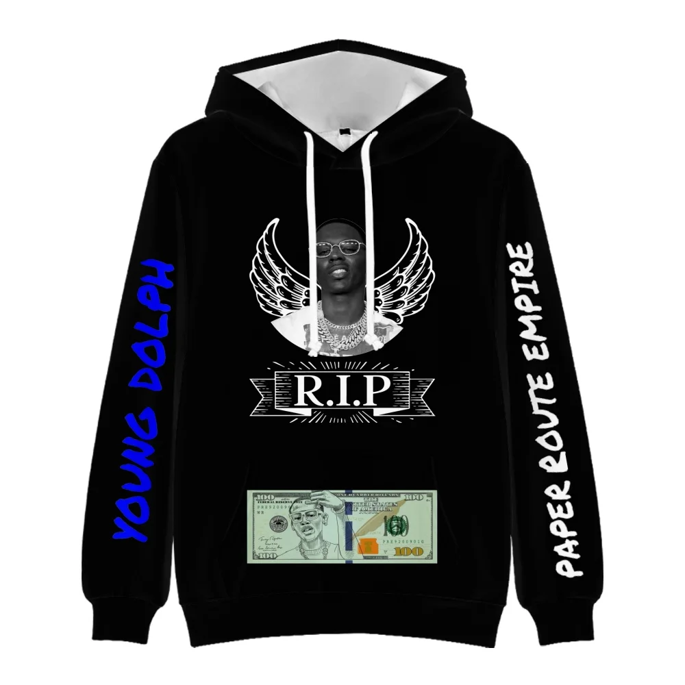 

Rapper Young Dolph Hoodie Long Sleeve Women Men's Hoodie Harajuku Streetwear Rest in Peace Black Clothes