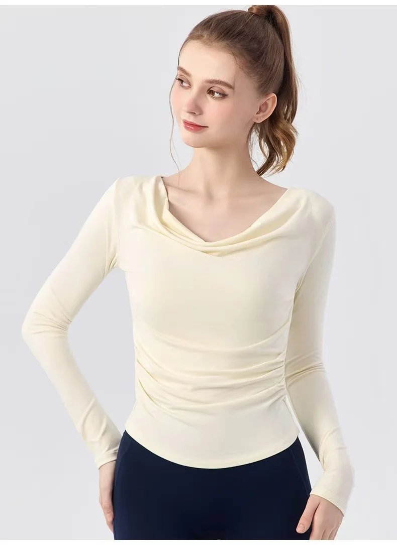 Neues Herbst-Langarm-Yoga-Gym-Workout-Oberteil, feminines One-Shoulder-Top, schlanke Sport- und Fitness-Trainingskleidung für Laufen und Pilates – Detail 13