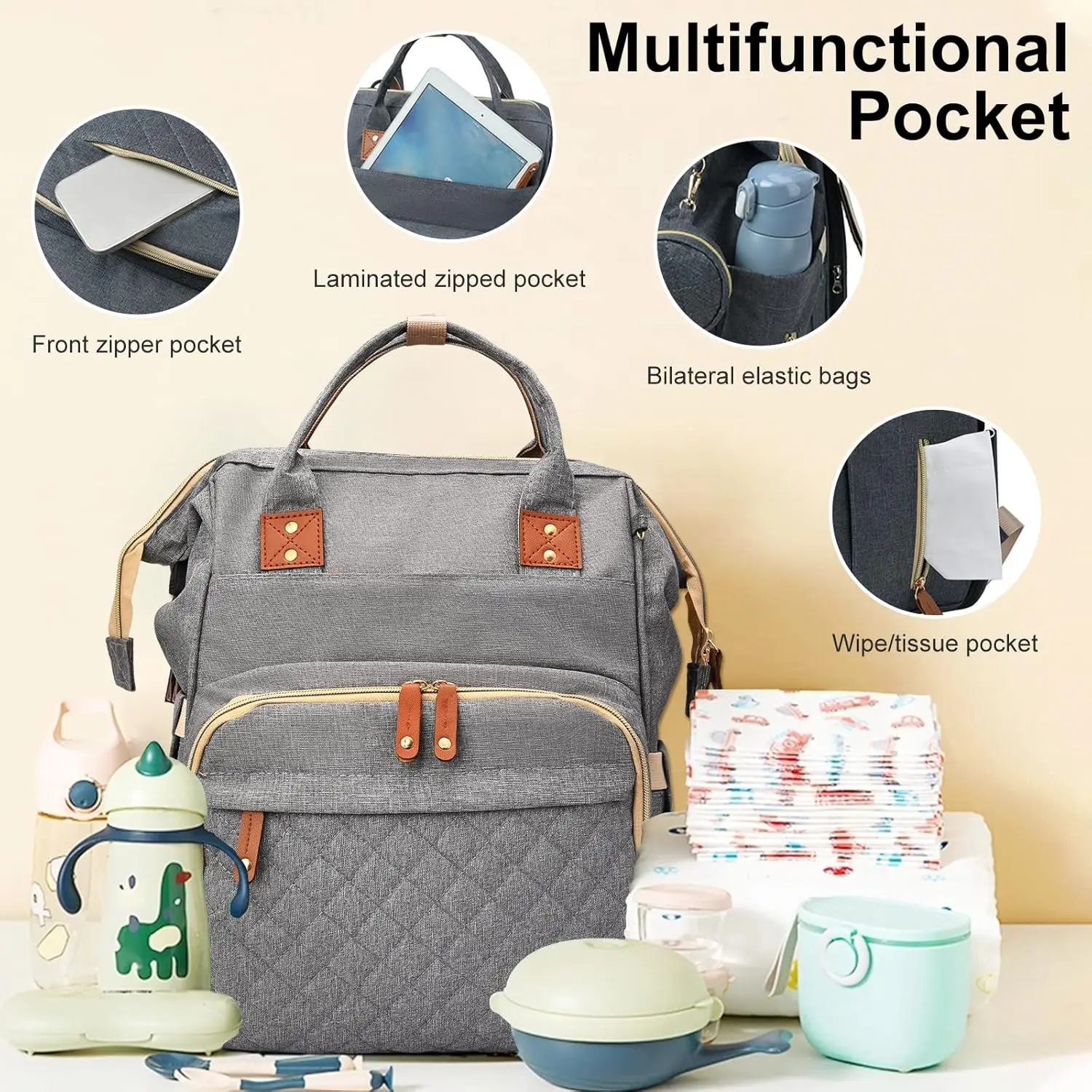 

Waterproof Portable Mommy Bag Multi-function Baby Diaper Packet Mom Travel Babies Backpack Large Capacity Infant Storage Package