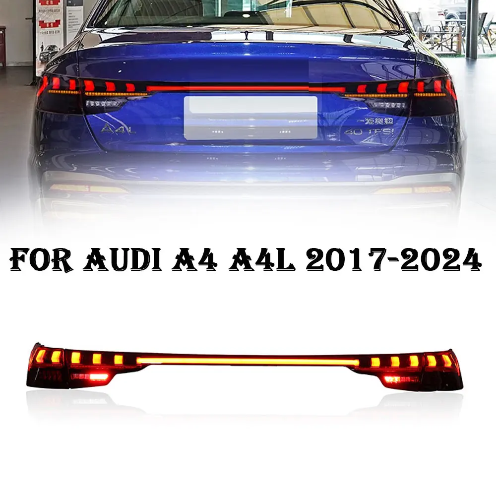 

Автомобильные фары для Audi A4L A4 B9 2017-2023, светодиодные задние фонари, светодиодные динамические указатели поворота, задние фонари багажника, фонари заднего бампера