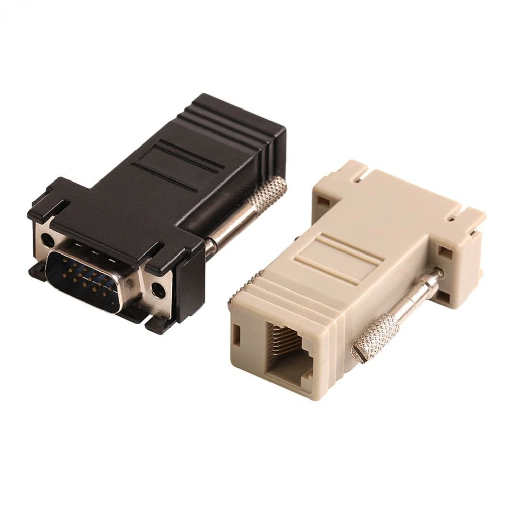 

15Pin VGA Male to RJ45 Female Converter Adapter Ethernet Extender Connector