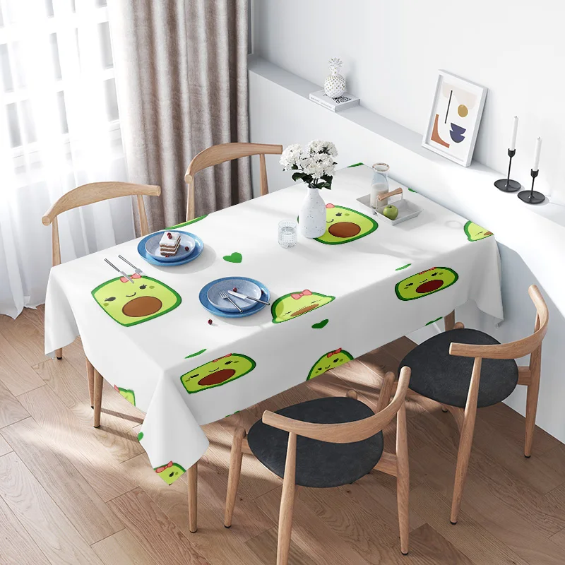 

Tablecloth kitchen dining room table cloth avocado pattern cartoon fruit non-slip cotton linen fabric decorative home decor