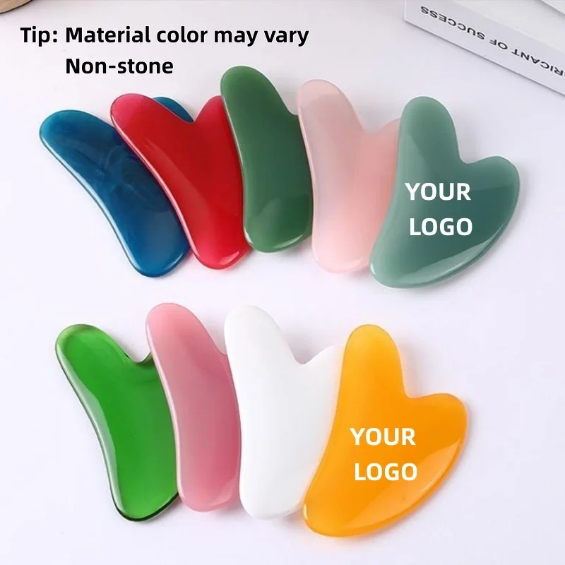 

【Нанесение логотипа】50 шт. индивидуальных розовых медицинских массажеров Гуаша в форме сердца из полимерной смолы для домашнего использования