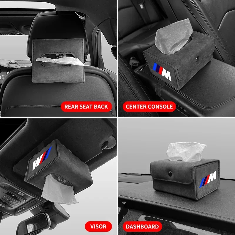 Car Suede Tissue Bag Protector Cover Car Seat Back Tissue Box For BMW M E34 E36 E60 E90 E46 E39 E70 F10 F20 F30 X5 M3 M5 M6 E71