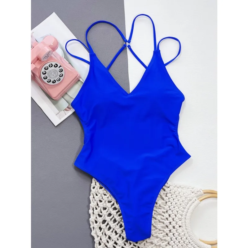 2025 Shiny Swimsuit One Piece Pad Swimwear Women Beach Bikini Mujer Trikini Maio Biquini Badpak Monokini Stroj Kapielowy