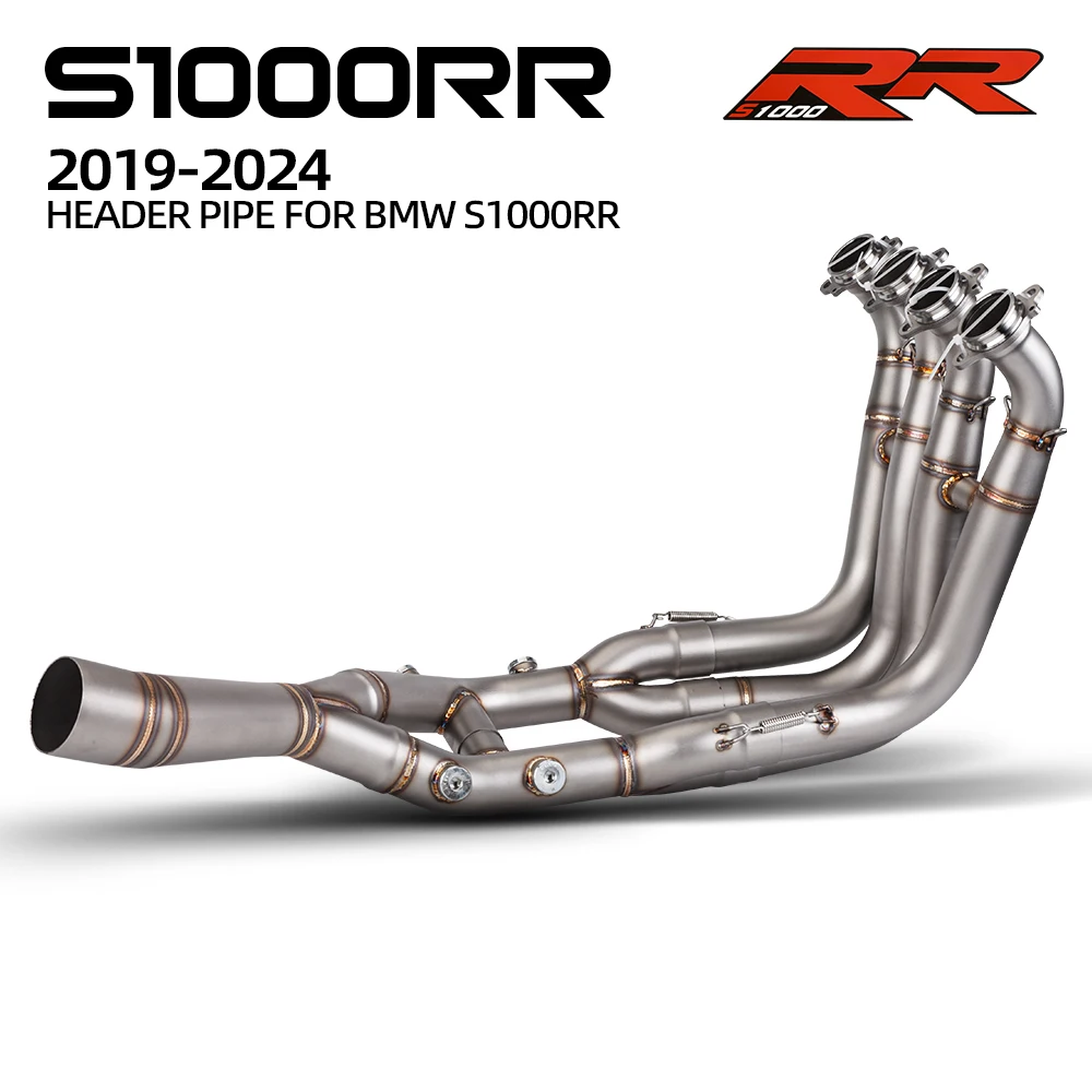 Slip On For BMW S1000RR S1000R 2019-2024 Motorcycle Exhaust System Modify Stainless Steel Front Header Link Pipe 60mm Escape